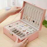 Jewelry Box for Necklaces Rings Earrings, Double Layers Storage for Women