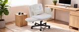 TCGBKAF White Criss Cross Chair with Adjustable Arms Chenille Swivel Vanity Chair with Side Pockets Ergonomic Cross Legged Office Chair with Wheels Adjustable Height Computer Desk Chair