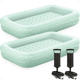 Kids Travel Air Mattress Inflatable Bed Set with Raised Sides, Hand Pump