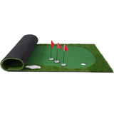 Golf Putting Training Mat 3 Flag Practice Putting Green Mat Movable
