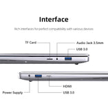 14.1" Ultra Slim Windows 11 Pro Laptop Computer intel Atom A3950 12GB RAM 1TB 2TB SSD Notebook PC 1080P HD Office