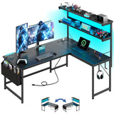 EnHomee Reversible L Shaped Desk Computer Desk with LED Light & Power