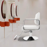 360° Rotatable Barber Chair Adjustable Hair Salon Chair White Stylist Chair for Hair Salon