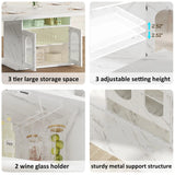 63" Rectangle Dining Table Seats 4-6 Faux Marble Top Storage Shelves Cabinet Kitchen Home Apartment White