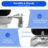 304 Stainless Steel RV Sink Kit Retractable Rotatable Faucet Tempered Glass Flip Lid Deep Basin Space-Saving