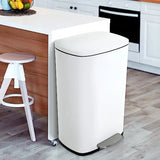 Trash Can, Brushed Stainless Steel Kitchen Trash Can with Soft-close Lid