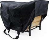Black Firewood Racks with Hooks and Cover for Indoor Outdoor Use, Durable Storage