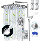 Water Showerhead, Built-in 2 Power Wash +12" Shower Extension Arm-MD DC PRINT