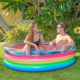 Inflatable Pool for Adults, 60 Inch Rainbow Glitter Sunning Pool for 3 People