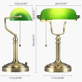 Green Glass Bankers Desk Lamp for Study, Office, LED Bulb Included