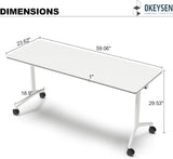 Foldable Mobile Conference Table with Wheels, Flip Top Design