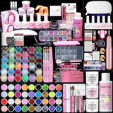 Acrylic Nail Kit – Nails Kit Acrylic Set with Nail Drill Brushes Gel Polish Clear Nails Tips Nail Art Tools Nail Stuff