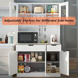 71 Tall Kitchen Pantry Storage Cabinet with Microwave Stand and Charging Station