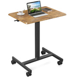 JHK Mobile Small Standing Desk Portable Computer Desk Laptop Height Adjustable Table Sitting Workstation Lockable Wheels
