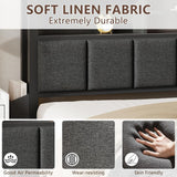 Full Upholstered Storage Bed Frame with LED Lights Charging Station