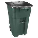 50-Gallon Heavy-Duty Wheeled Trash Can with Ergonomic Handle for Commercial Use