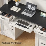72 H Farmhouse Executive Desk with Hutch, Office Desk, Computer Desks with Charging Station