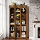Tribesigns 70.87" Bookshelf, 5-Tier Arched Display Bookcase with Open Storage Shelves,