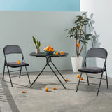 JHK Leather Padded Folding Chair 4 Pack Sturdy Metal Living Room Rocking Dinner Chairs Easy