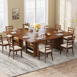 Tribesigns Dining Table for 6 to 8, 63-Inch Rectangular Wooden Kitchen Table with Storage