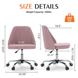 JHK Armless Small Desk Office Chair Cute Vanity Swivel Chair with Back Modern Fabric