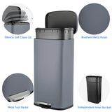 Homfa 30L Stainless Steel Step Trash Can Kitchen Garbage Can W/ Soft Close