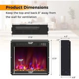 18 Inch Recessed Electric Fireplace Insert with Multi-Color Flame