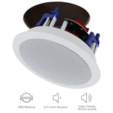 Herdio 5.25” 4PCS Flush Mount Bluetooth Ceiling Speaker System Max Power 600W Great For Humid Indoor