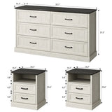 Farmhouse Dresser and Nightstand Sets for Bedroom, 3 Pcs Bedroom Se