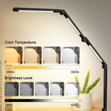 LED Desk Lamp with Clamp Flexible 4 sections Swing Arm Three light sources desk light
