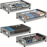 4-Pack Large Under Bed Storage Containers with Smooth-Rolling 4-Wheel
