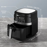 8-in-1 Air Fryer 6 Qt, Premium Ceramic Coating,Precise Heating for Even Results