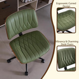 Armless Desk Chair, PU Leather Office Chair, Ergonomic Computer Task Chair