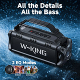 W-KING D8 Bluetooth Speaker, 50W RMS IPX6 Waterproof Loud Speakers Bluetooth Wireless, Large Outdoor Portable Party Box for Home,