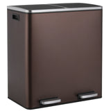 Brushed Stainless Steel 60L/16Gallon Rectangular Hands-Free Dual Compartment Recycling Kitchen Step Trash Can w/ Soft-Close Lid