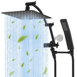All Metal 10'' Rainfall Shower Head, Square Shower Head Combo, High Pressure Handheld