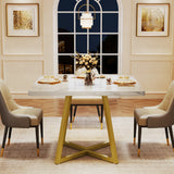 Tribesigns Square Dining Table for 4, 31.5" Industrial Dinner Table with Metal Base
