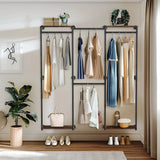 Industrial Pipe Clothes Rack Wall-Mounted Clothing Rack with Shelves