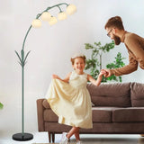 Contemporary Floor Lamp for Living Room with 5 LED Bulbs, Foot Switch