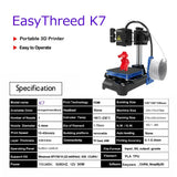 Easythreed K7 Portable Mini Desktop 3D Printer Household DIY Model Making 3D Printing Machine