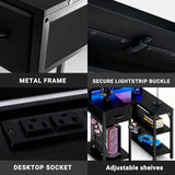 JHK L Shaped Gaming Desk with USB Charging Ports & LED Lights Reversible Desks Computer Gamer Table