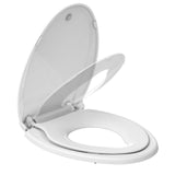 Elongated Toilet Seat with Built in Potty Training Seat Magnetic Kids Seat and Cover, Slow Close Fits