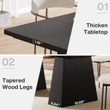 LITTLE TREE Black Dining Table for 4-6, Modern Kitchen Table with Tapered Wood Legs