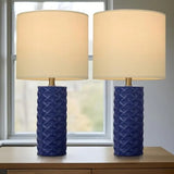 20.25" Navy Blue Ceramic Lamps Set of 2 for Living Room, Nightstand