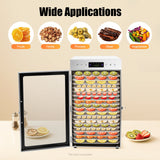 18 Tray Food Dehydrator, Stainless Steel Fruit & Meat Dryer Machine, 110V with LED Light