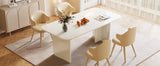 Tribesigns Modern White Dining Table for 4-6 People, 63" Large Rectangle Kitchen Table with Arch Design Legs,