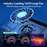 Fast Cooling Laptop Pad with 5.5" Fan, 15.6-21in, Touch Control, USB Hub