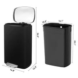 Homfa 13 Gallon (50L) Rectangular Trash Can Stainless Steel Kitchen Garbage Can