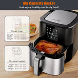 Kit Cook Large Air Fryer, 1500W 7QT Air Fryer Cooker, Adjustable Temperature 100-400°F