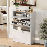 Shoe Cabinet Storage for Entryway Ultra Slim w/ 2 Flip &1Drop-Down Drawers